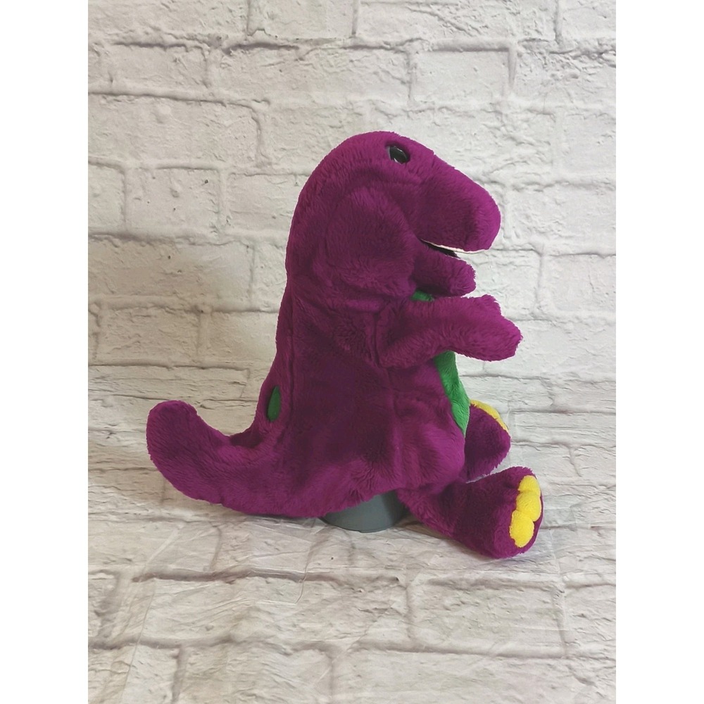 1992 BARNEY Puppet Purple Dinosaur Stuffed Animal 13" Plush Lyons Golden Bear - Picture 3 of 12